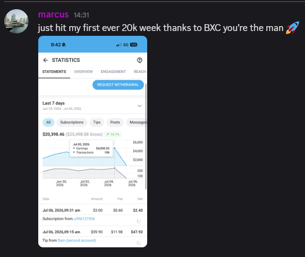marcus - first ever $20k week